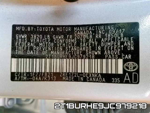 2T1BURHE9JC979218 фото 2
