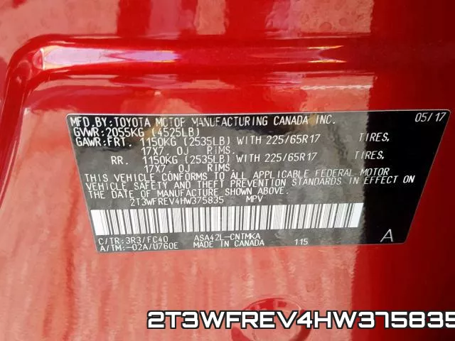 2T3WFREV4HW375835 фото 2
