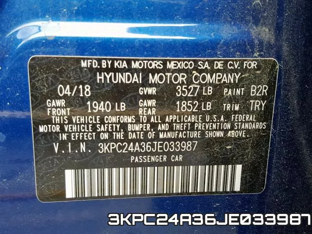 3KPC24A36JE033987 фото 2