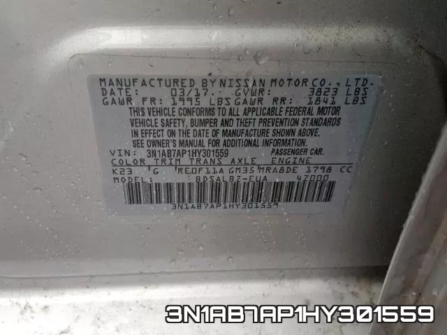 3N1AB7AP1HY301559 фото 2