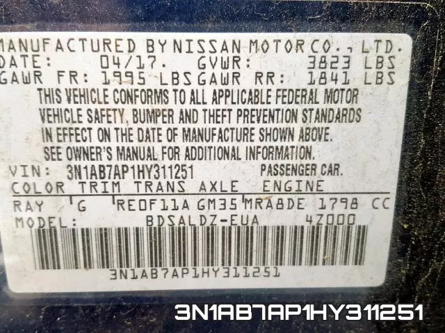 3N1AB7AP1HY311251 фото 2