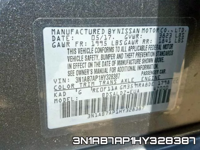 3N1AB7AP1HY328387 фото 2