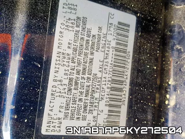 3N1AB7AP6KY272504 фото 2