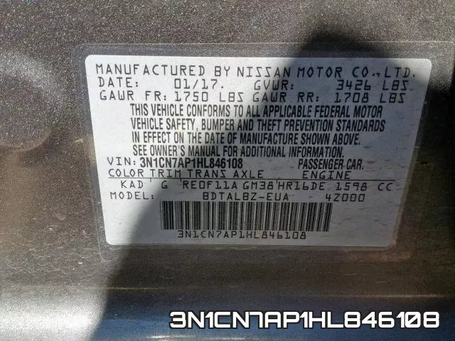 3N1CN7AP1HL846108 фото 2