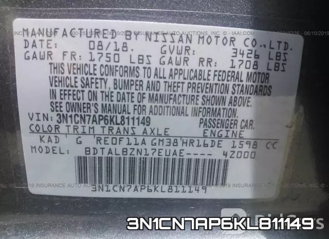 3N1CN7AP6KL811149 фото 10