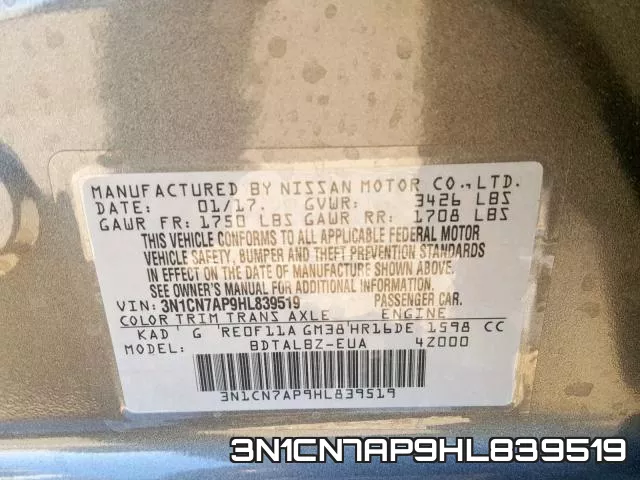 3N1CN7AP9HL839519 фото 2