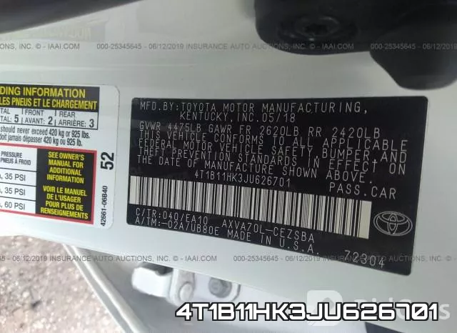 4T1B11HK3JU626701 фото 10