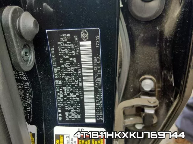4T1B11HKXKU769744 фото 2