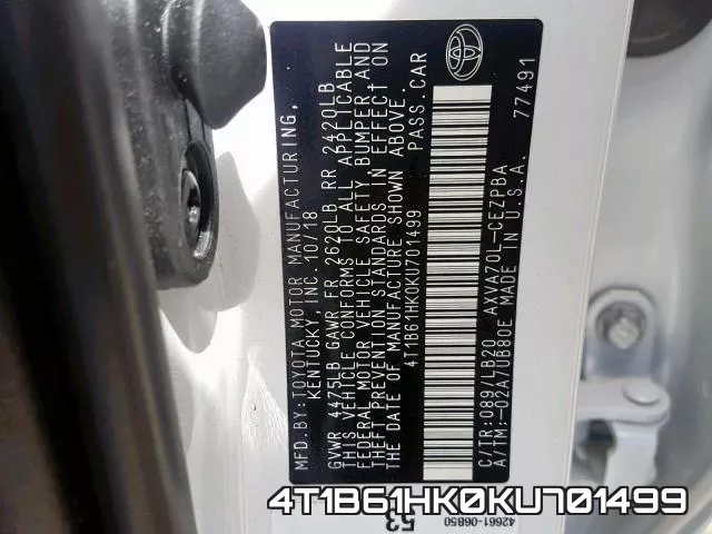 4T1B61HK0KU701499 фото 2