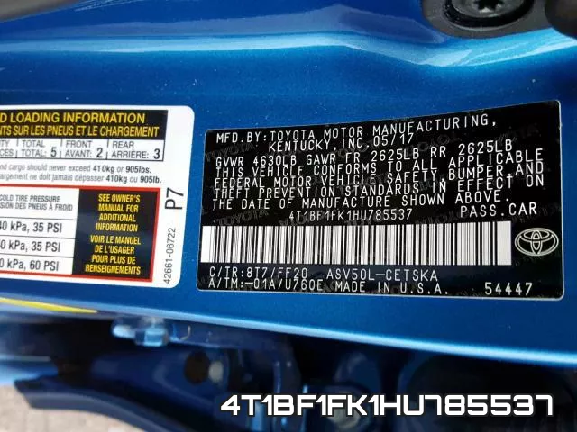 4T1BF1FK1HU785537 фото 2
