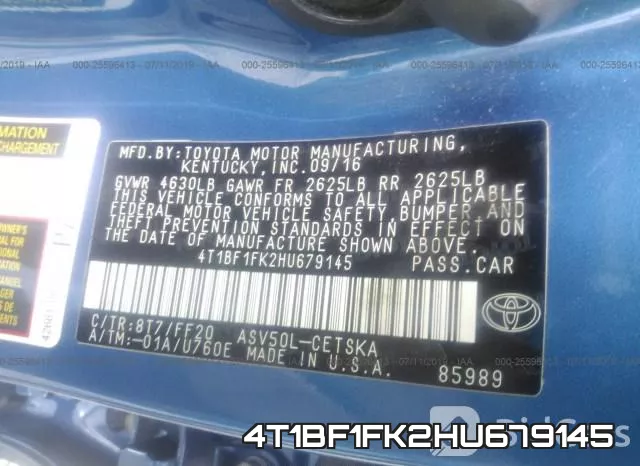 4T1BF1FK2HU679145 фото 10