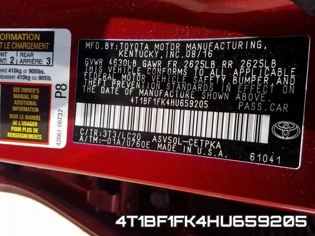 4T1BF1FK4HU659205 фото 2