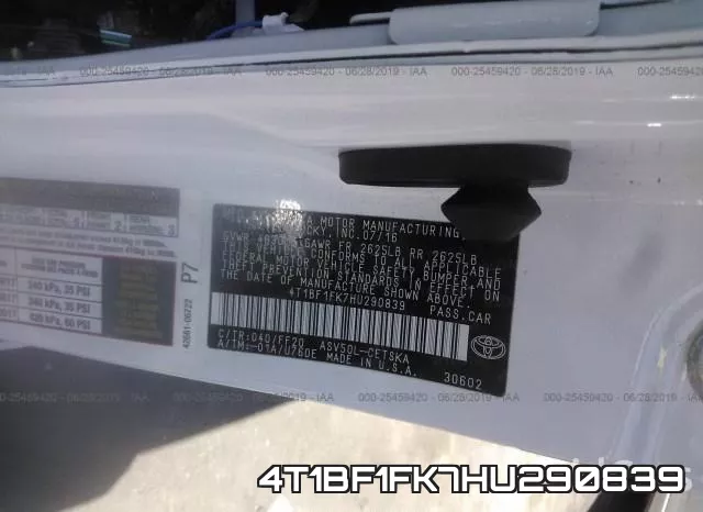 4T1BF1FK7HU290839 фото 9