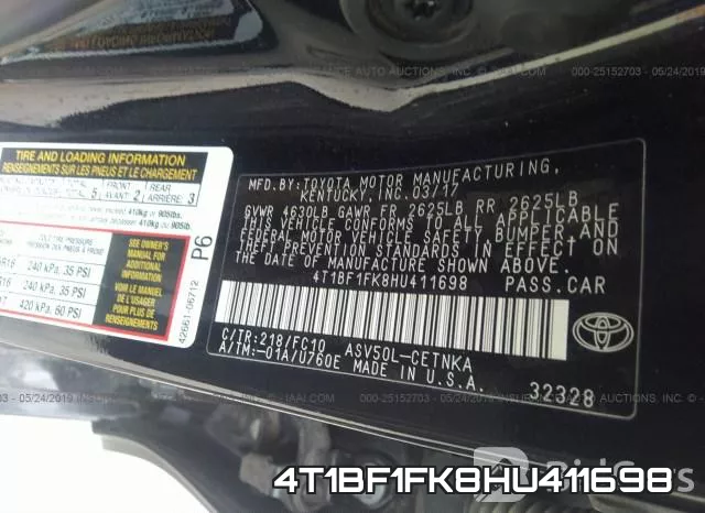 4T1BF1FK8HU411698 фото 10