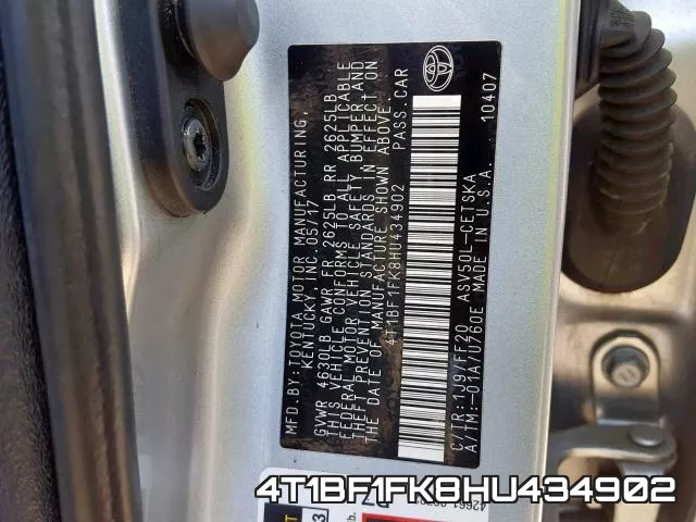 4T1BF1FK8HU434902 фото 2