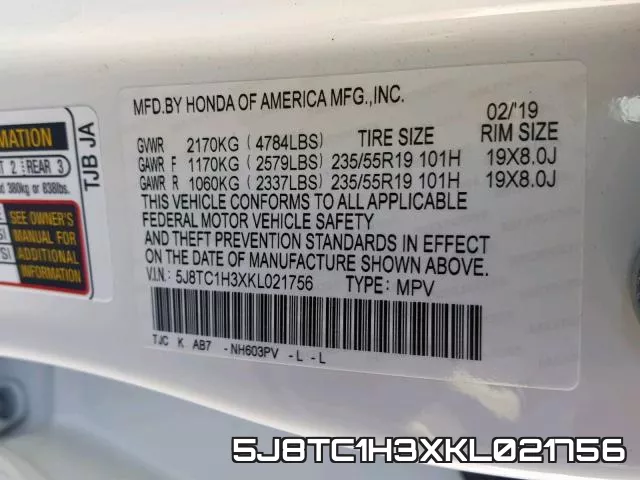 5J8TC1H3XKL021756 фото 2