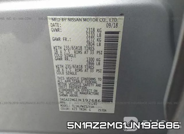 5N1AZ2MG1JN192686 фото 10
