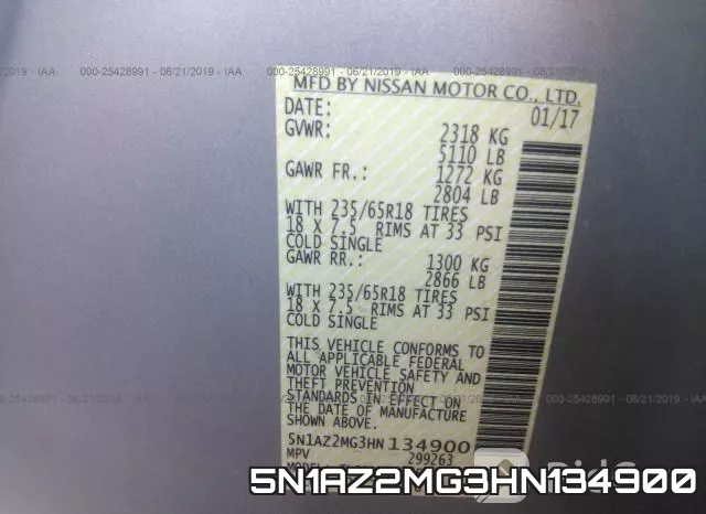 5N1AZ2MG3HN134900 фото 10
