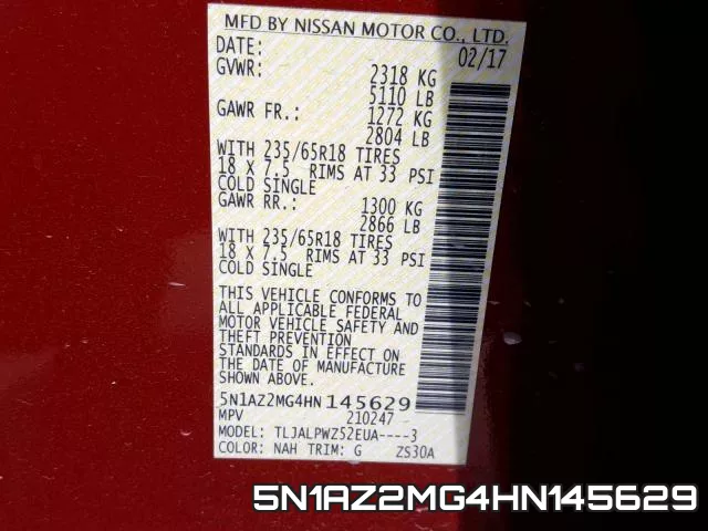 5N1AZ2MG4HN145629 фото 2
