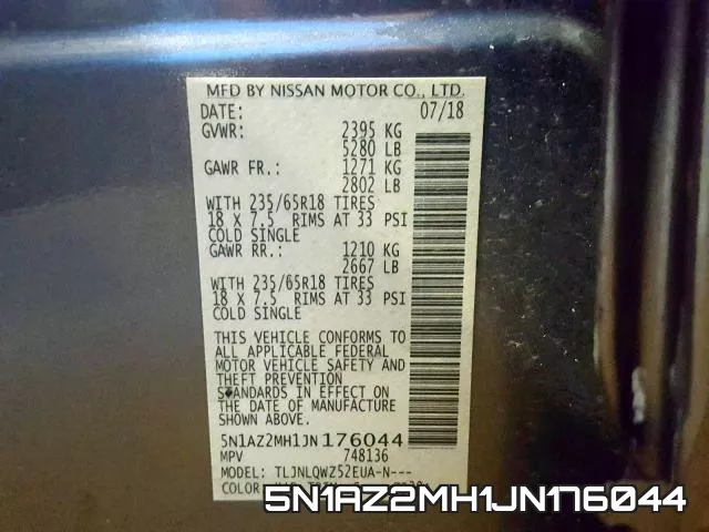 5N1AZ2MH1JN176044 фото 2