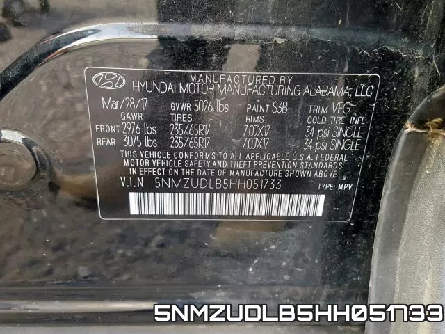 5NMZUDLB5HH051733 фото 2