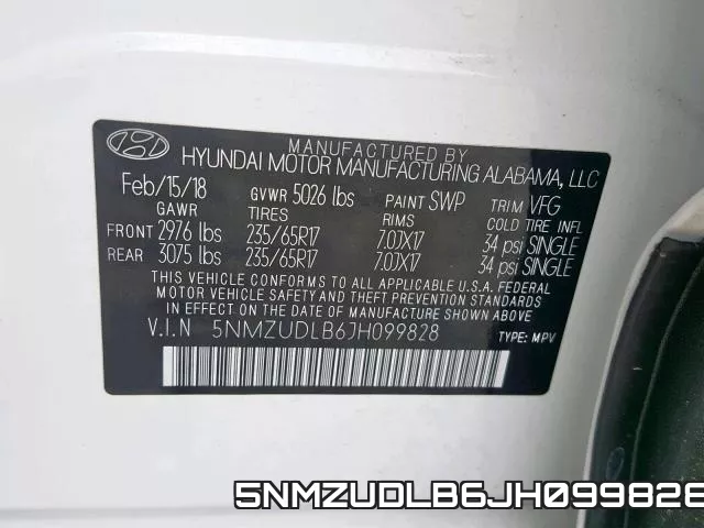5NMZUDLB6JH099828 фото 2
