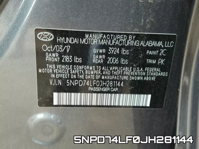 5NPD74LF0JH281144 фото 2