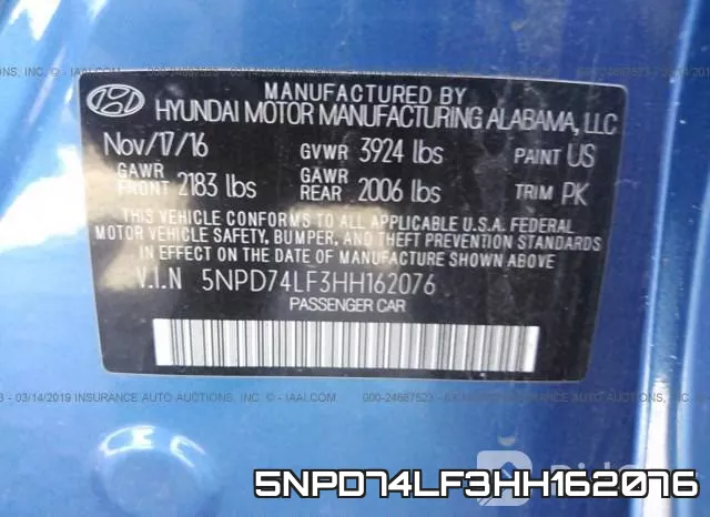 5NPD74LF3HH162076 фото 10