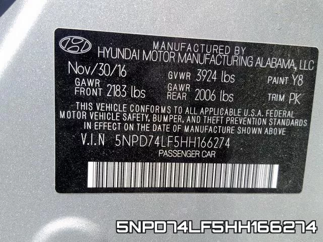 5NPD74LF5HH166274 фото 2