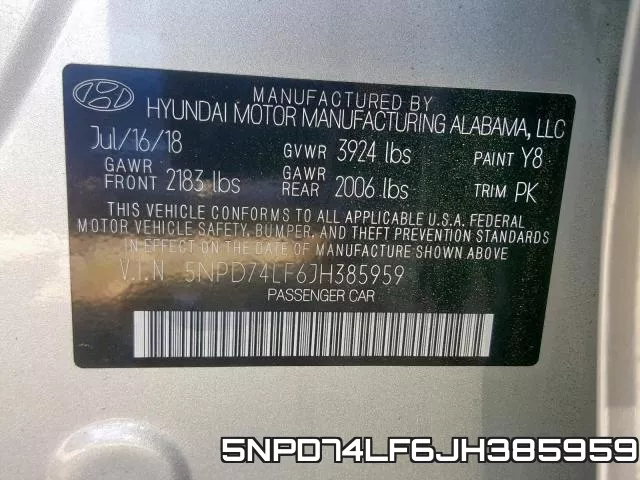 5NPD74LF6JH385959 фото 2