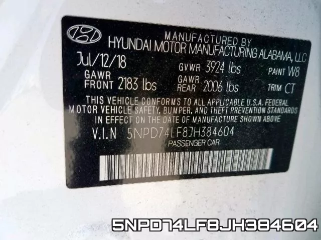 5NPD74LF8JH384604 фото 2