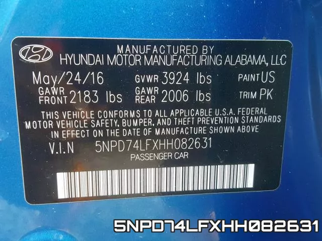 5NPD74LFXHH082631 фото 2