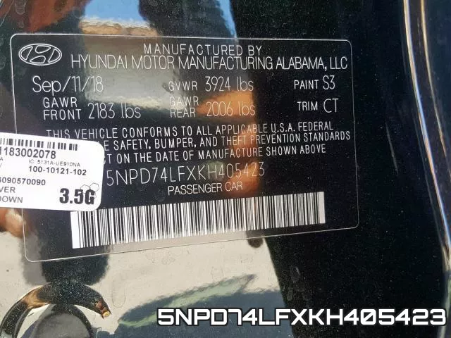 5NPD74LFXKH405423 фото 2
