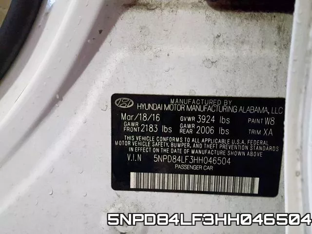 5NPD84LF3HH046504 фото 2