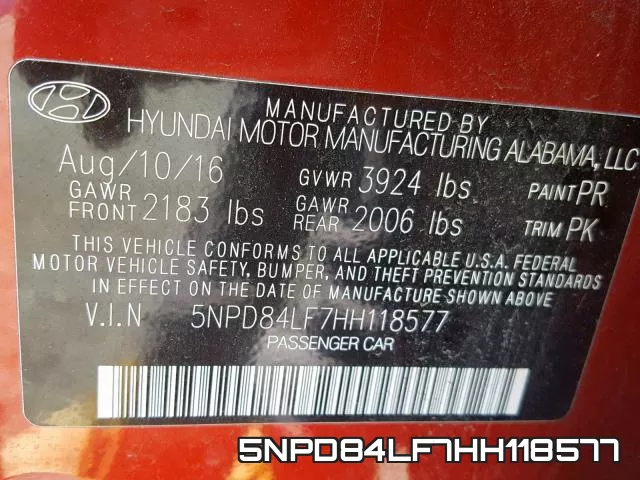 5NPD84LF7HH118577 фото 2