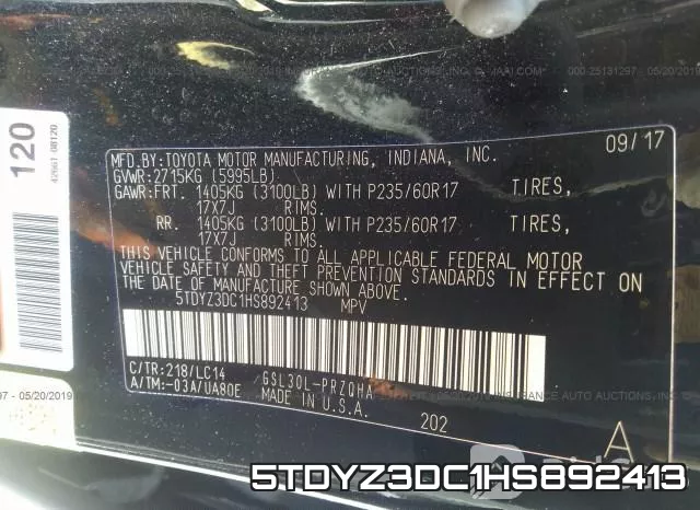 5TDYZ3DC1HS892413 фото 10