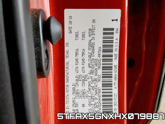 5TFAX5GNXHX079887 фото 2