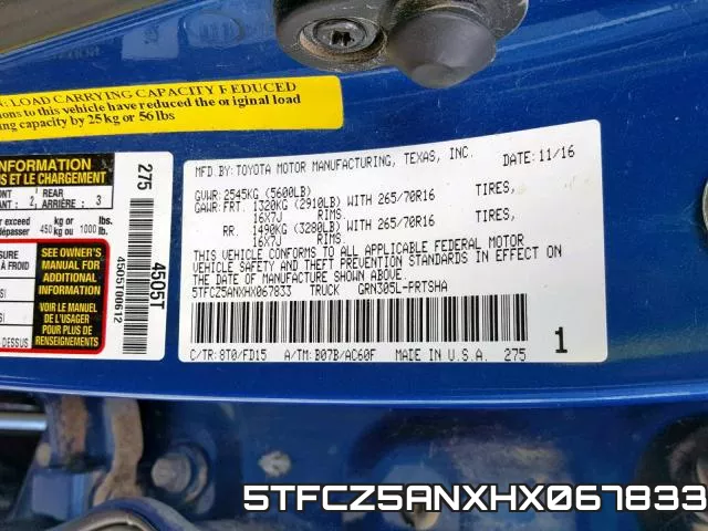 5TFCZ5ANXHX067833 фото 2