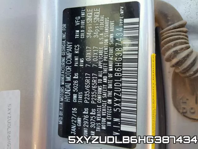 5XYZUDLB6HG387434 фото 2