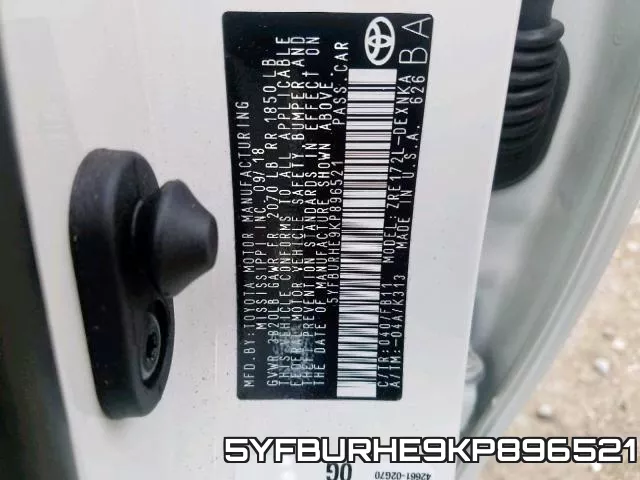 5YFBURHE9KP896521 фото 2
