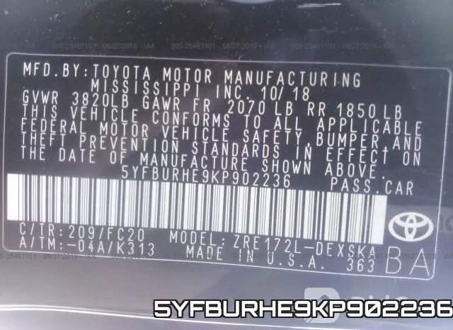 5YFBURHE9KP902236 фото 10