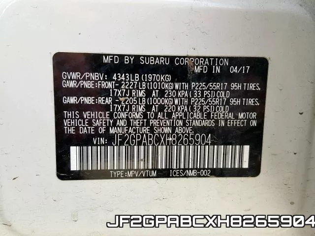 JF2GPABCXH8265904 фото 2