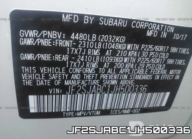 JF2SJABC1JH500336 фото 10