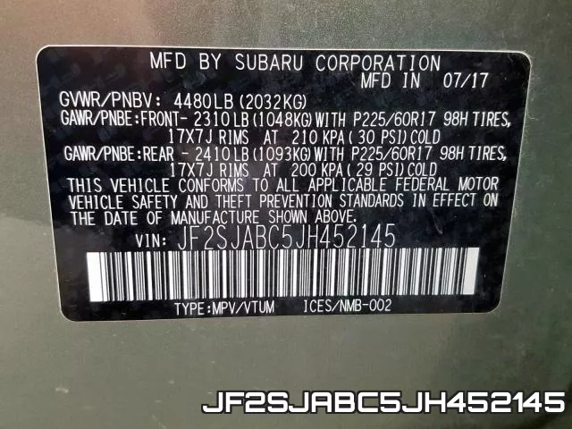JF2SJABC5JH452145 фото 2