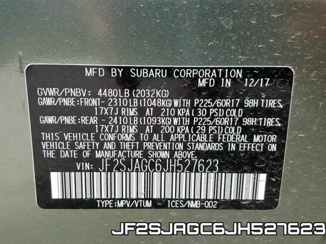 JF2SJAGC6JH527623 фото 2