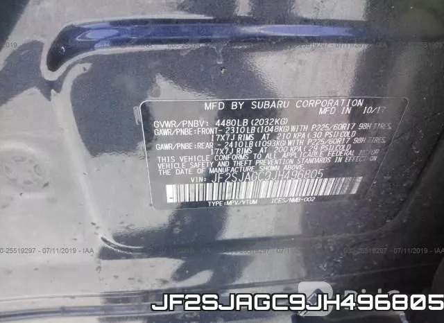 JF2SJAGC9JH496805 фото 7