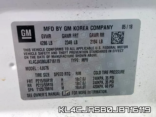 KL4CJASB0JB716119 фото 2