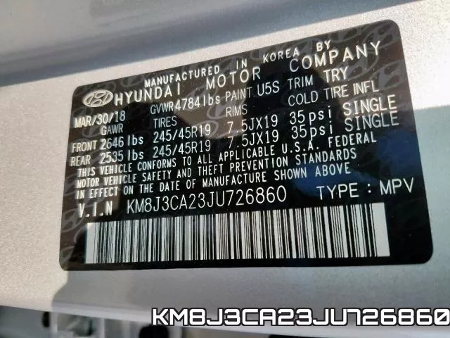 KM8J3CA23JU726860 фото 2