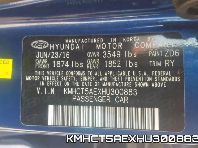 KMHCT5AEXHU300883 фото 2
