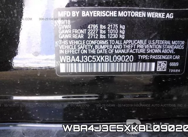 WBA4J3C5XKBL09020 фото 10